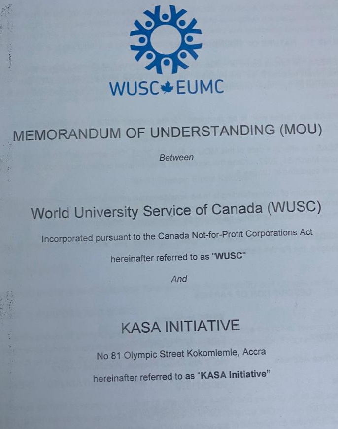 Partnership Between Kasa Initiative Ghana and World University Service of Canada (WUSC)